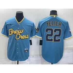 Mens Youths Kids Christian Yelich Blue Stitched Jersey